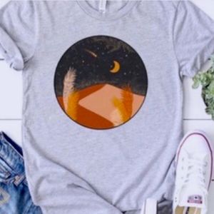 New, Desert Dunes Night Scene Short Sleeve Top, M